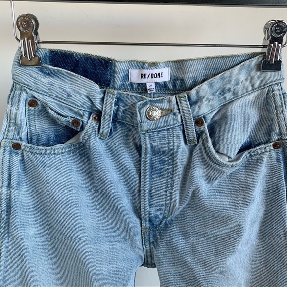 Redone High Waisted Light Wash Jeans - Picture 1 of 7
